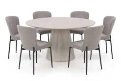 Bark Spisegrupper-Siena spisegruppe rund 150 cm med 6 Elsie spisestoler Hvitlasert