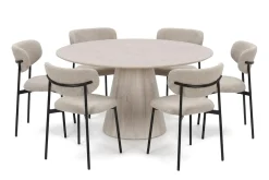 Bark Spisegrupper-Siena spisegruppe rund 150 cm med 6 Lucy spisestoler Hvitlasert