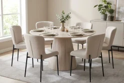 Bark Siena spisegruppe rund 130 cm med 6 Elsie spisestoler