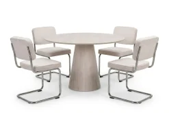 Bark Siena spisegruppe rund 110 cm med 4 Milva spisestoler