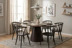 Bark Spisegrupper-Siena Spisegruppe rund 150 cm med 6 Tyrö spisestoler Røkt eik