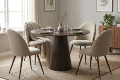 Bark Siena spisegruppe rund 110 cm med 4 Nibe Plus spisestoler