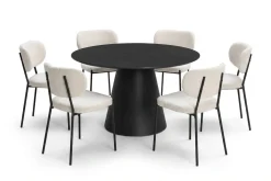 Bark Spisegrupper-Siena spisegruppe rund 130 cm med 6 Gemmiano spisestoler Svart
