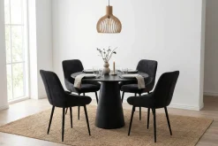 Bark Spisegrupper-Siena spisegruppe rund 110 cm med 4 Alsarp spisestoler Svart