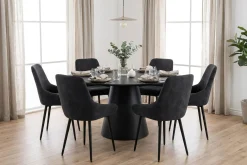 Bark Spisegrupper-Siena Spisegruppe rund 150 cm med 6 Alsarp spisestoler Svart