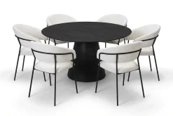 Bark Spisegrupper-Siena spisegruppe rund 150 cm med 6 Karol spisestoler Svart