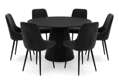 Bark Siena spisegruppe rund 130 cm med 6 Alsarp spisestoler