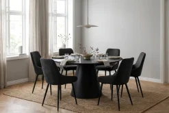 Bark Siena spisegruppe rund 130 cm med 6 Alsarp spisestoler
