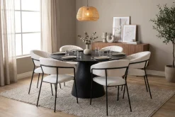 Bark Spisegrupper-Siena spisegruppe rund 130 cm med 6 Karol spisestoler Svart
