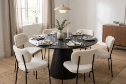 Bark Spisegrupper-Siena Spisegruppe rund 150 cm med 6 Gemmiano spisestoler Svart