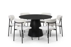 Bark Siena spisegruppe rund 130 cm med 6 Lucy spisestoler