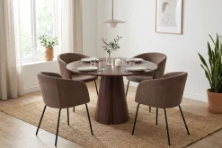 Bark Siena spisegruppe rund 110 cm med 4 Berit spisestoler
