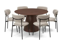 Bark Siena spisegruppe rund 130 cm med 6 Lucy spisestoler