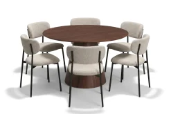 Bark Siena spisegruppe rund 130 cm med 6 Lucy spisestoler