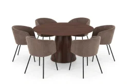 Bark Spisegrupper-Siena Spisegruppe rund 150 cm med 6 Berit spisestoler Valnøtt