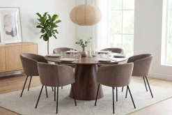 Bark Spisegrupper-Siena Spisegruppe rund 150 cm med 6 Berit spisestoler Valnøtt
