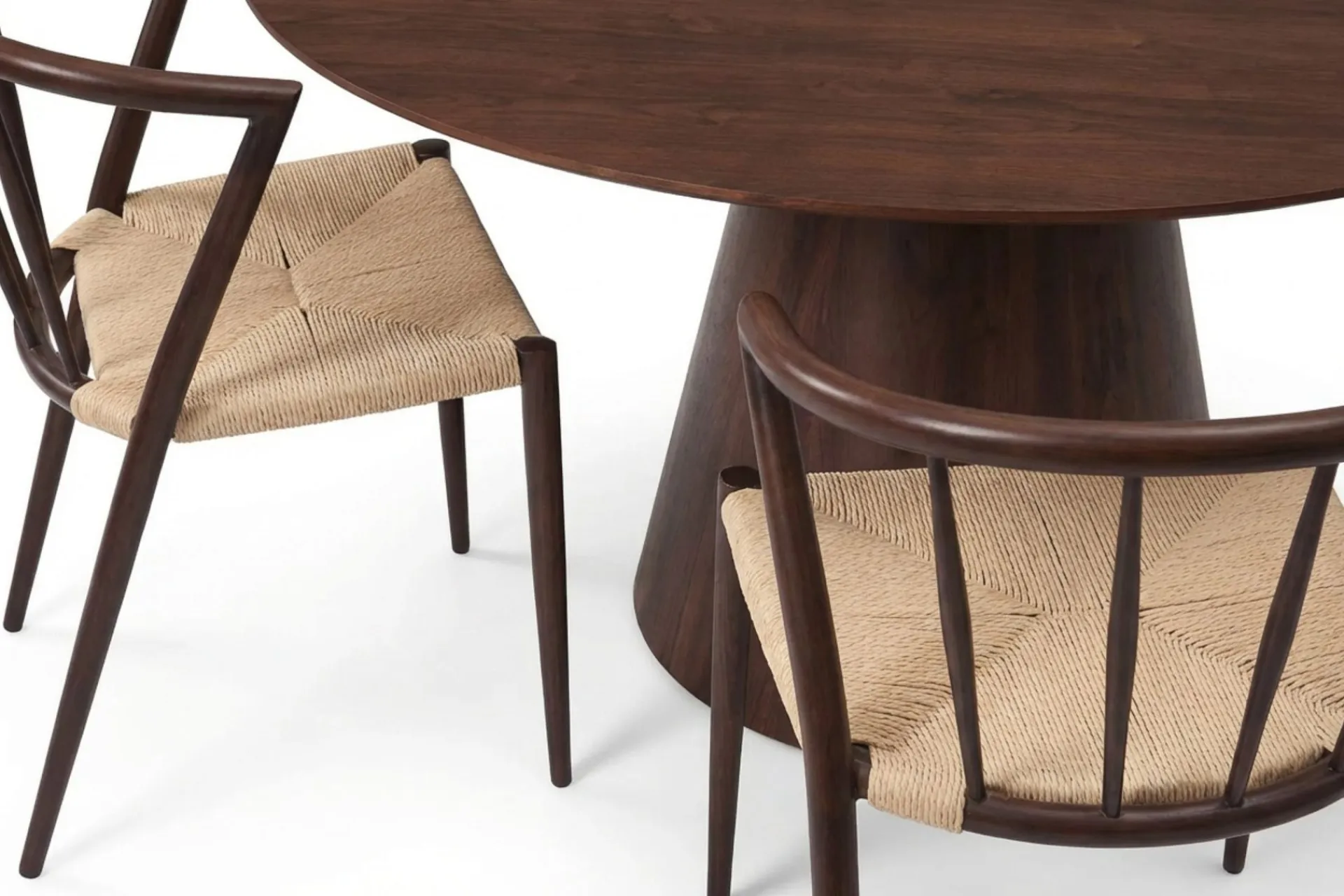 Bark Siena Spisegruppe rund 150 cm med 6 Winston spisestoler