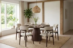Bark Siena spisegruppe rund 130 cm med 6 Molly spisestoler
