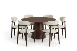 Bark Siena spisegruppe rund 130 cm med 6 Molly spisestoler