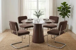 Bark Siena spisegruppe rund 110 cm med 4 Milva spisestoler