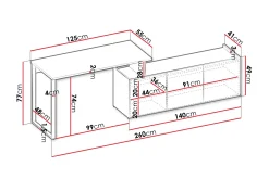 Kontorbord-Sigmana Skrivebord 260x55 cm Lysegrå,Brun