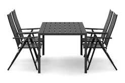 Comfort Garden Spisegrupper Hage-Siri rektangulært utebord 150 cm med 4 Sanna utestoler Svart