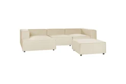 Sofa Med Sjeselong-3-sits Hörnsoffa med fotpall Beliani Aprica Högervänd Left-faced Beige