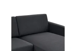 Sofa Med Sjeselong-2-sitssoffa Beliani Breda Högervänd Right-faced Svart
