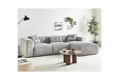 Sofa Med Sjeselong-3-sitssoffa Beliani Dolva Grå, svart, Vänstervänd Grey
