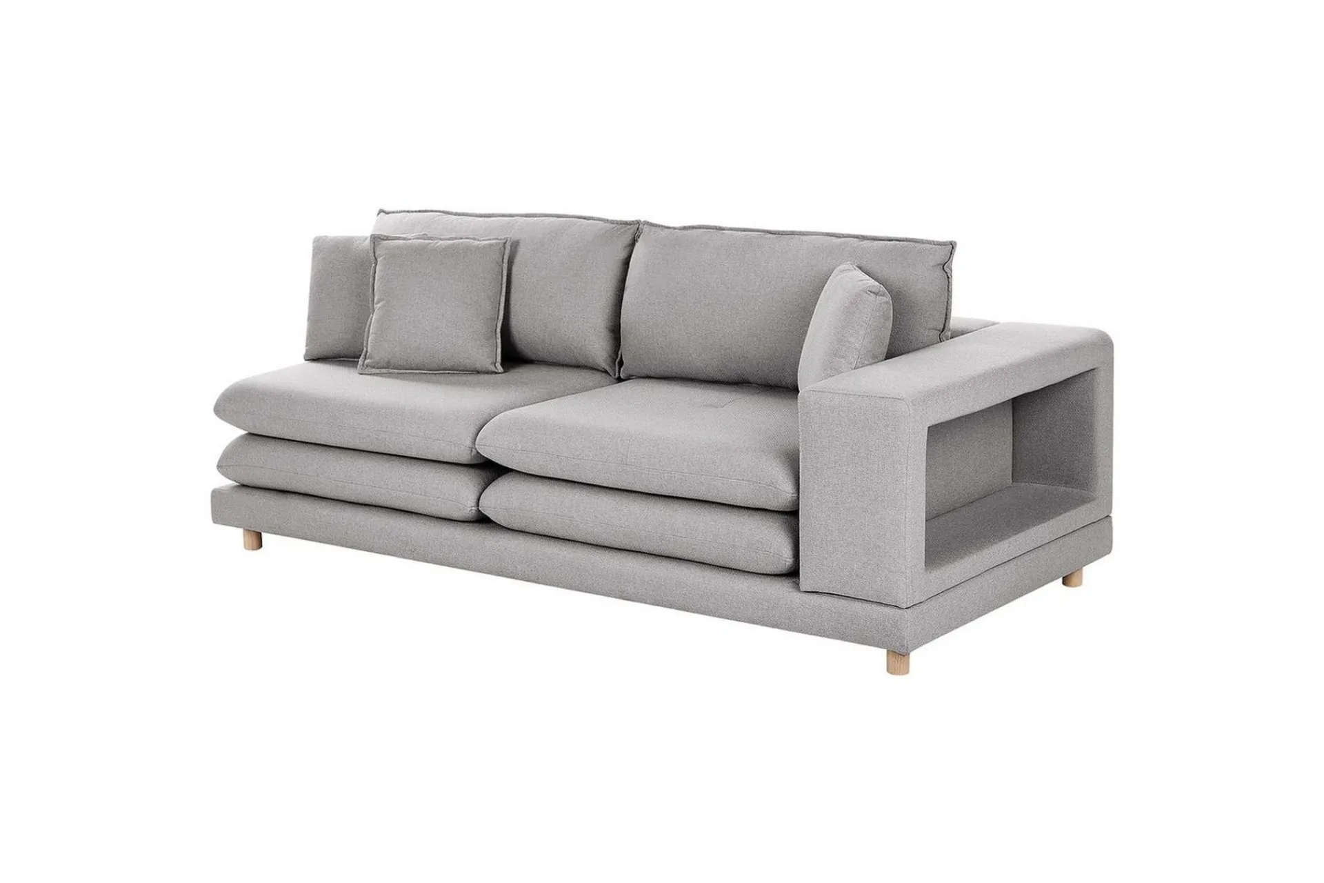 2 Seter Sofa-2-sitssoffa Beliani Heden Beige/ljust trä Grey||Light colored wood Grey,Lysfarget tre