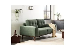 2 Seter Sofa-2-sitssoffa Beliani Laurila Beige, mörkt trä Green||Dark colored wood Grønn,Mørkfarget tre