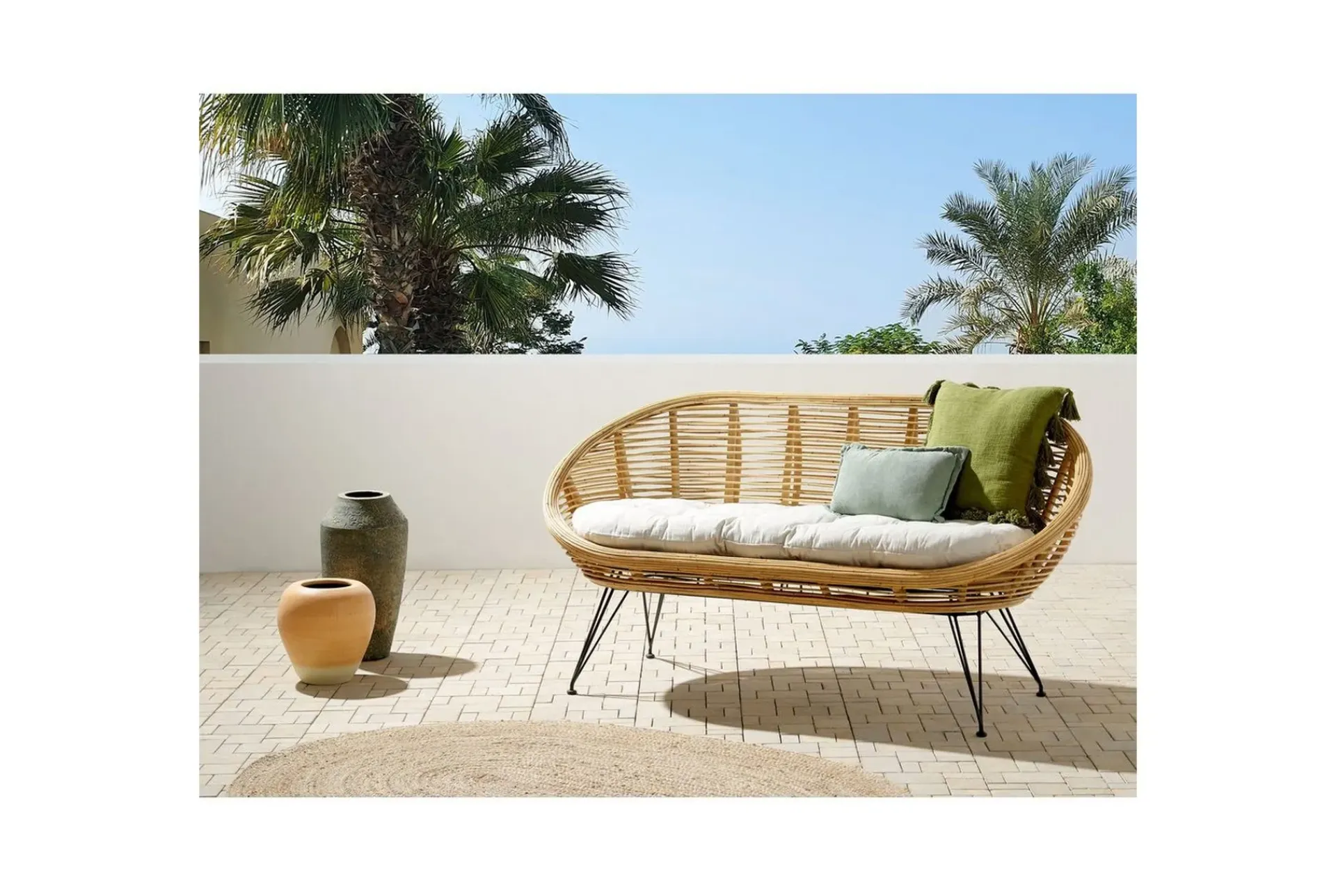 2-sitssoffa Beliani Maratea Natural||Black||Beige