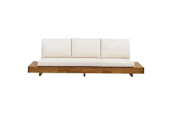 Hagebenk & Hagesofa-3-sitssoffa Beliani Marettimo Light wood||White Lett ved,Hvit