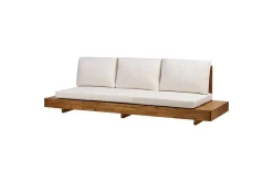 Hagebenk & Hagesofa-3-sitssoffa Beliani Marettimo Light wood||White Lett ved,Hvit