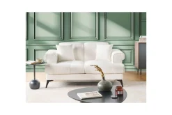 2 Seter Sofa-2-sitssoffa Beliani Skive Beige White||Black Hvit,Svart