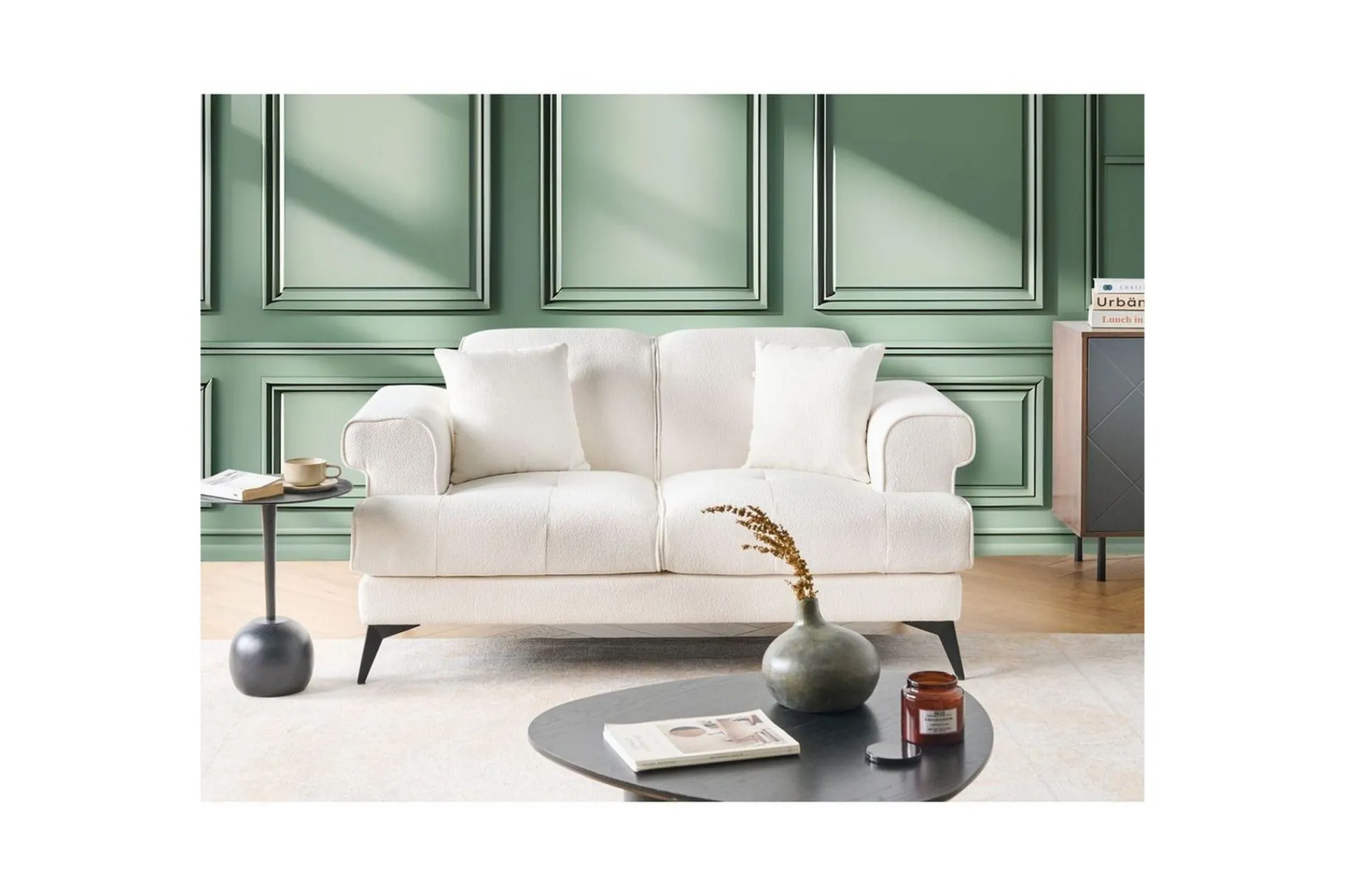 2 Seter Sofa-2-sitssoffa Beliani Skive Beige White||Black Hvit,Svart