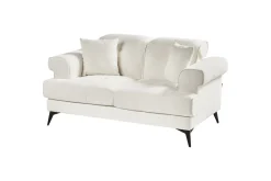 2 Seter Sofa-2-sitssoffa Beliani Skive Beige White||Black Hvit,Svart