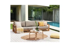 Hagebenk & Hagesofa-3-sitssoffa Beliani Timor Ljus trä/grått/beige, Ja Light wood||Grey||Beige Lett ved,Grey,Beige