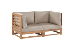 2-sitssoffa Beliani Trani Ljus trä/grått/beige Light wood||Grey||Beige