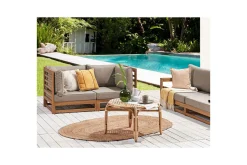 2-sitssoffa Beliani Trani Ljus trä/grått/beige Light wood||Grey||Beige