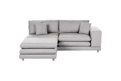 2-sitssoffa med fotpall Beliani Heden Beige/ljust trä Grey||Light colored wood