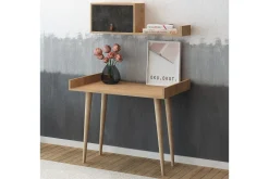 Kontorbord-Skaberg Skrivebord 100 cm med Oppbevaring Vegghylle Brun,Grey