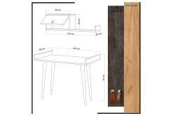 Kontorbord-Skaberg Skrivebord 100 cm med Oppbevaring Vegghylle Brun,Grey