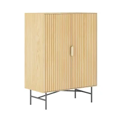 Oppbevaringsskap|Skap-Skap HOME4YOU Bassel 80x40x110 cm 3D melamin Lys tredekor / svart / gull