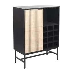 Skap|Barmøbler-Skap HOME4YOU Helve med vinreol 80x40x110 cm melamin svart / lyst tre