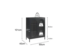 Loft24 Vitrineskap|Skap-Skap Luna 80x40x102 cm, Svart