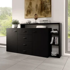 Sideboard & Skjenker-Skjenk Bota 2 Dører med 4 Skuffer Svart