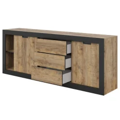 Sideboard & Skjenker-Skjenk Tudor 2 dører med 3 skuffer Brun