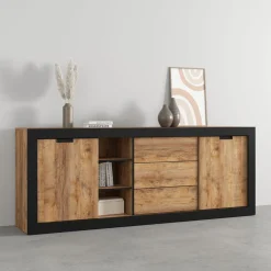Sideboard & Skjenker-Skjenk Tudor 2 dører med 3 skuffer Brun