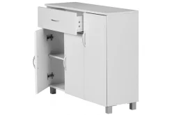 Wohnling Gangbord|Avlastningsbord-Skjenk foliert sponplate 90x75 cm, 3 dører 1 skuff, moderne stil Hvit